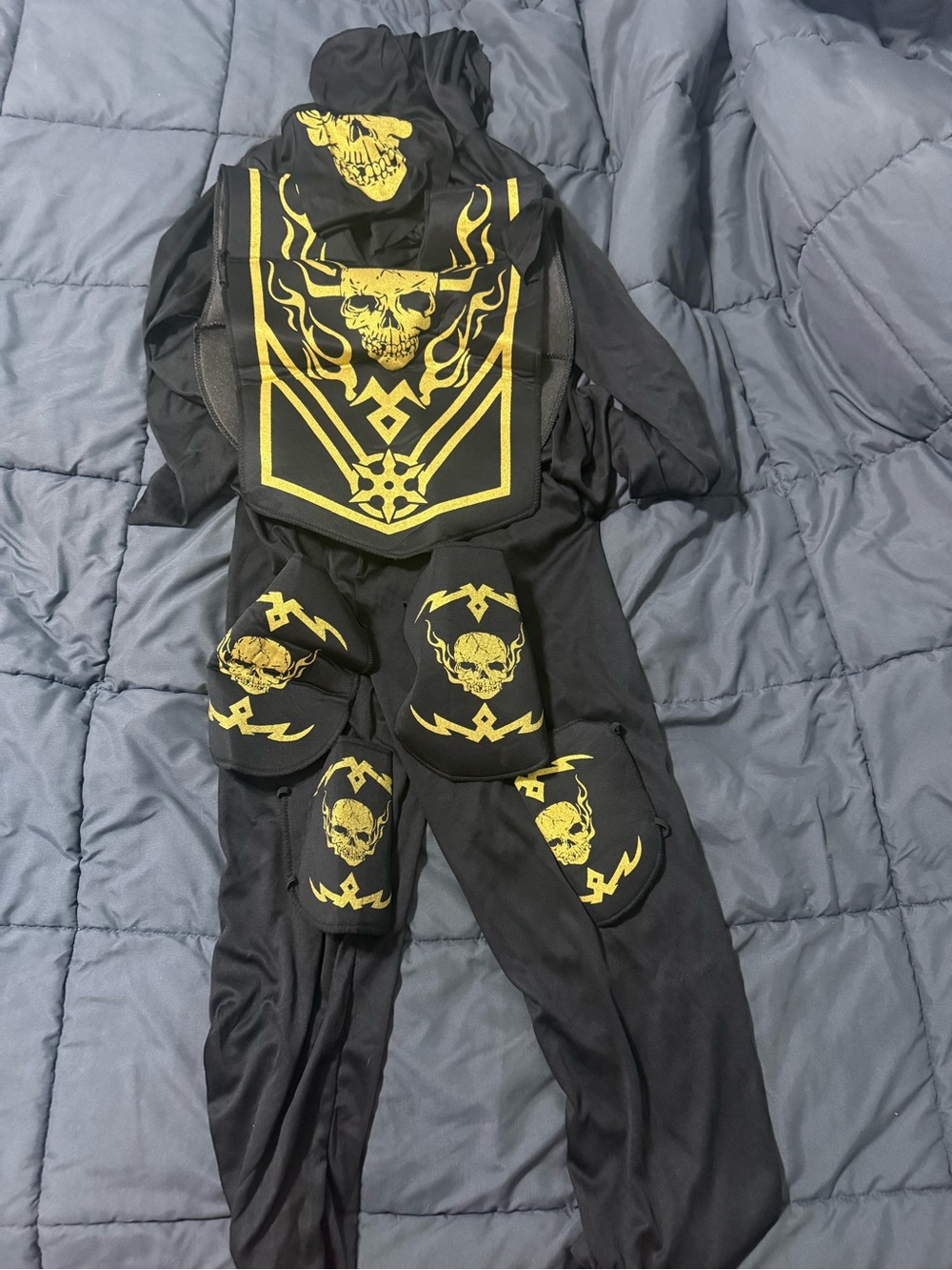 Black and Yellow Skull Ninja Kids Costume - kids size XL